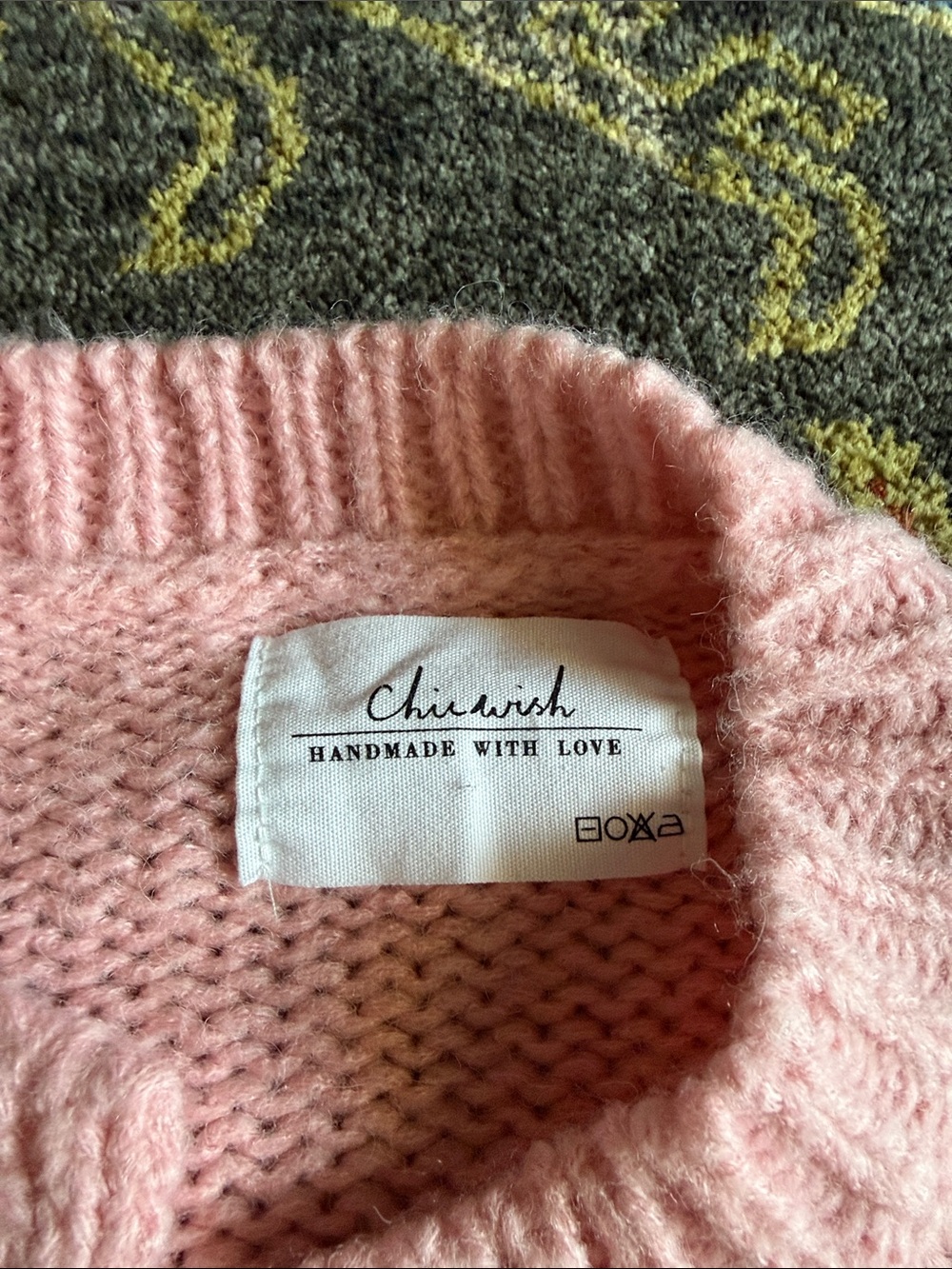 Chicwish Pink Floral Bobble-Knit Cardigan - Picture 2 of 3